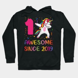 1 Year Old 1st Birthday Unicorn Dabbin Hoodie